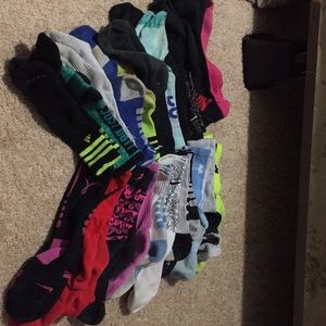 Nike, Adidas, Jordan's, and under armor socks.